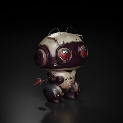 Small robot with a rounded body and large eyes.