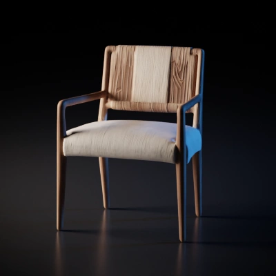Modern armchair with cushioned seat.