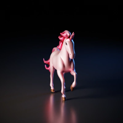 Magical unicorn with flowing mane and single horn.