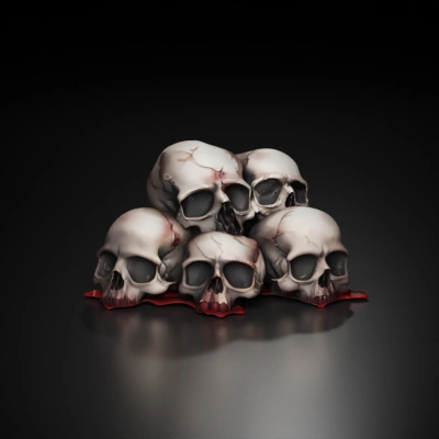 Pile of human skulls.