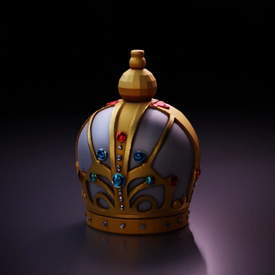 ornate crown with colorful jewels.