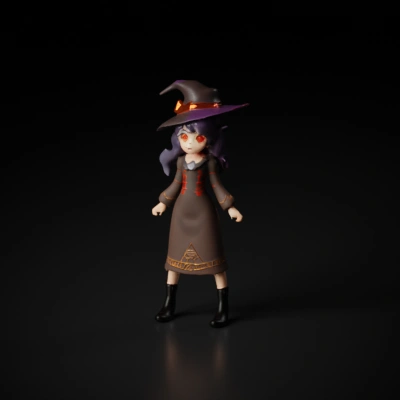 Witch in a classic hat and gown.