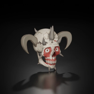 demon skull with horns.