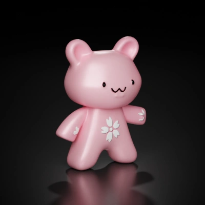 Cute teddy bear with floral patterns.