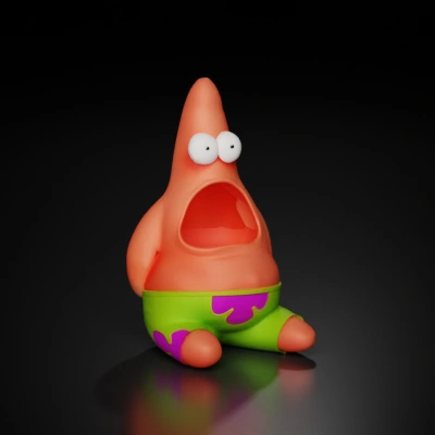 Patrick Star cartoon character toy.