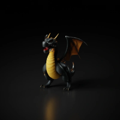 Fearsome dragon, detailed scales, and wings.