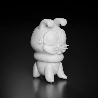 Chubby cartoon dog character, exaggerated eyes, cute proportions. symmetric geometry, smooth edges, simple geometry, character