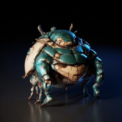 fat king beetle ,robot ,realistic, manga style.