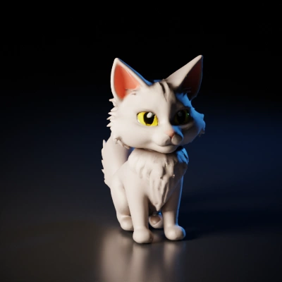 Cartoon sitting cat with big eyes.