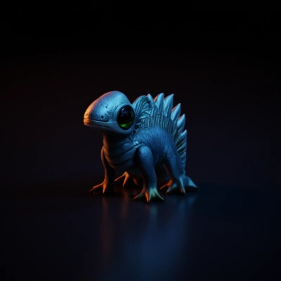 Small dragon-like creature with insect-like eyes, spiked back.