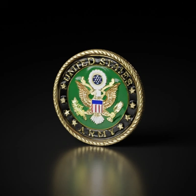 Military emblem, eagle and shield, United States Army.