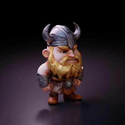 Viking dwarf warrior, detailed armor, texturing.