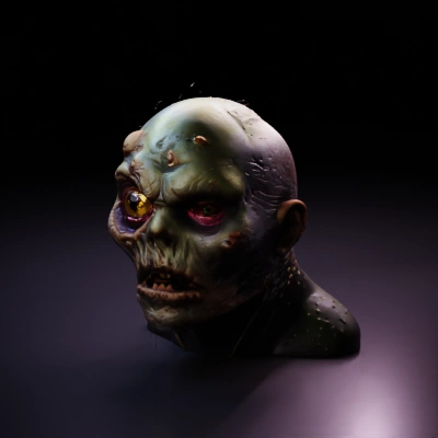 grotesque humanoid monster face.