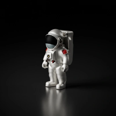 Astronaut wearing space suit, visor.