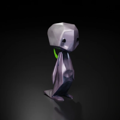 Low-poly alien-like character, simple 3D model. low-poly