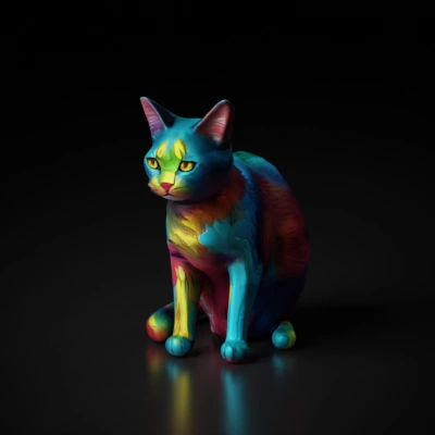 Cat with vibrant, eye-catching patterns.