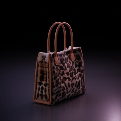 Leopard print tote bag with handles.