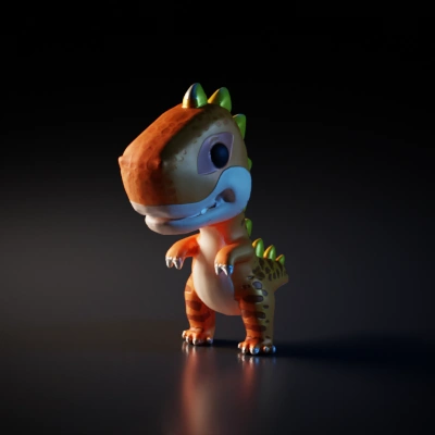 Chibi dinosaur with spikes and large eyes.