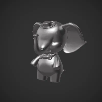 Cartoon elephant in festive attire, character design. symmetric geometry, smooth edges, character.