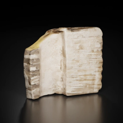 Rock with beige and gray striped patterns.