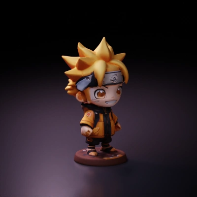 Chibi ninja character with spiky hair and headband.
