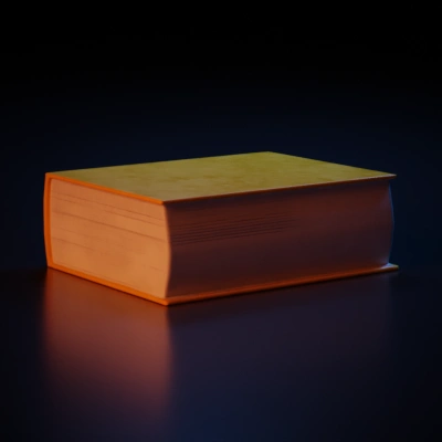 Hardcover book, closed, rectangular, red book cover.
