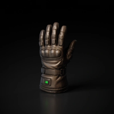 Brown leather glove with tech.