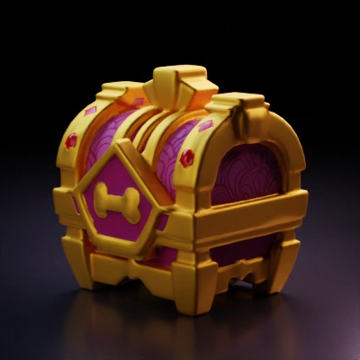Treasure chest with ornamental design.