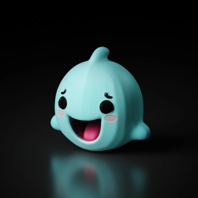 Smiling ghost-like character with cheerful expression.