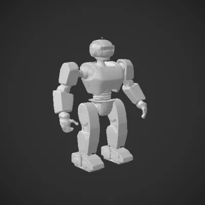 Humanoid robot, antenna, mechanical joints. Symmetric geometry, complex geometry, character.