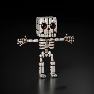 Skeleton character with blocky design.