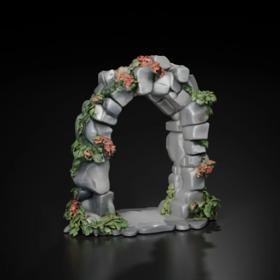 Stone arch with flowers.