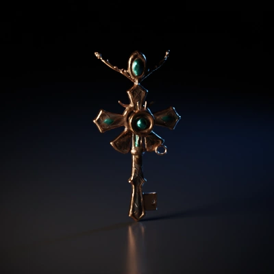 Elaborate steampunk cross pendant with intricate designs.