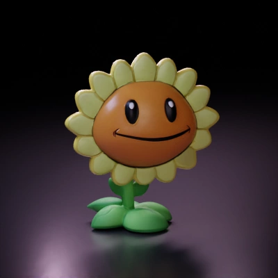 Sunflower with a smiling face from a game.