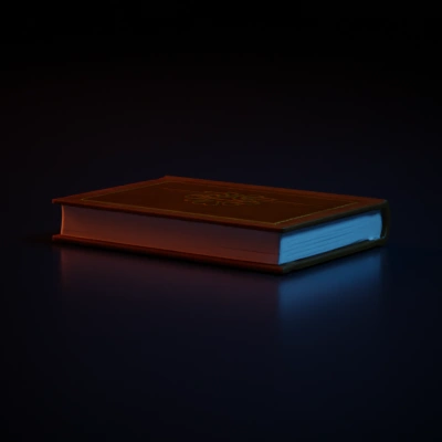 Closed book, decorative cover.