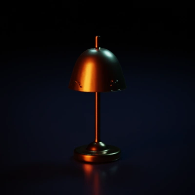 Modern desk lamp with dome-shaped shade.