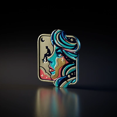 Profile of a woman's face, starry night, artistic design.