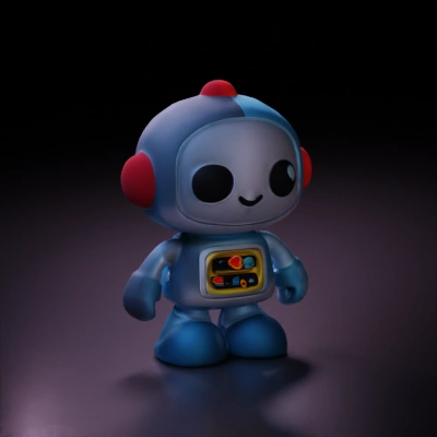 Cute toy robot with big eyes.