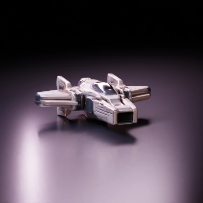 Sleek futuristic spaceship, with heavy guns, spaceship with advanced design.