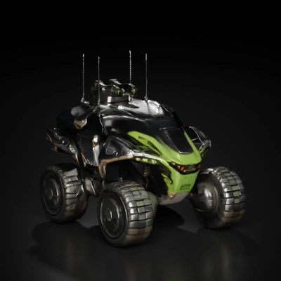 Futuristic armored vehicle with rugged design, sci-fi theme.