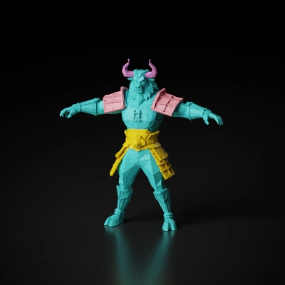 Anthropomorphic bull warrior.