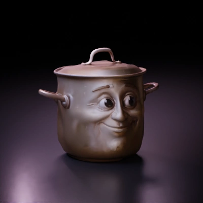 metal cooking pot with handles.