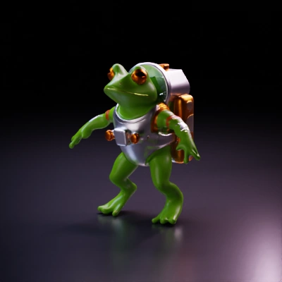 Frog alien in space suit in hero pose