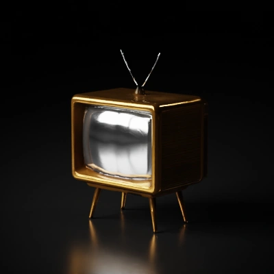Retro television set with antenna, rounded screen.