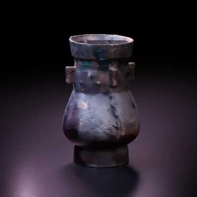 Ancient decorative vase, rugged texture.