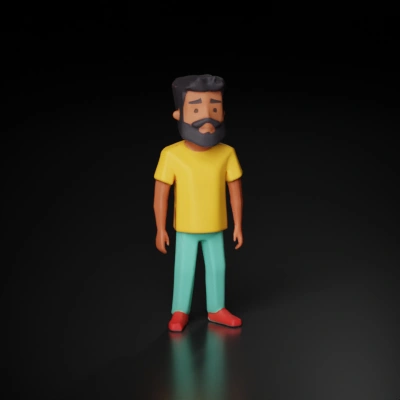Cartoon-style male character, standing position.