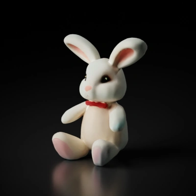 Plush rabbit with bowtie.