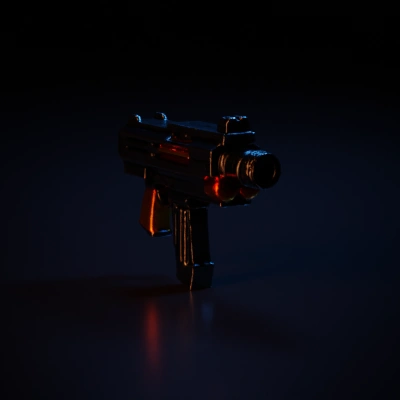 Futuristic hand-held energy weapon, sci-fi.