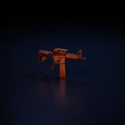 Military assault rifle, detailed model.