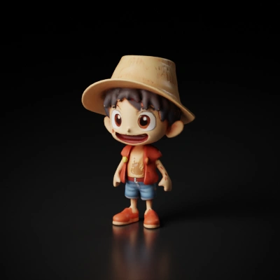 Child pirate with straw hat, anime style.